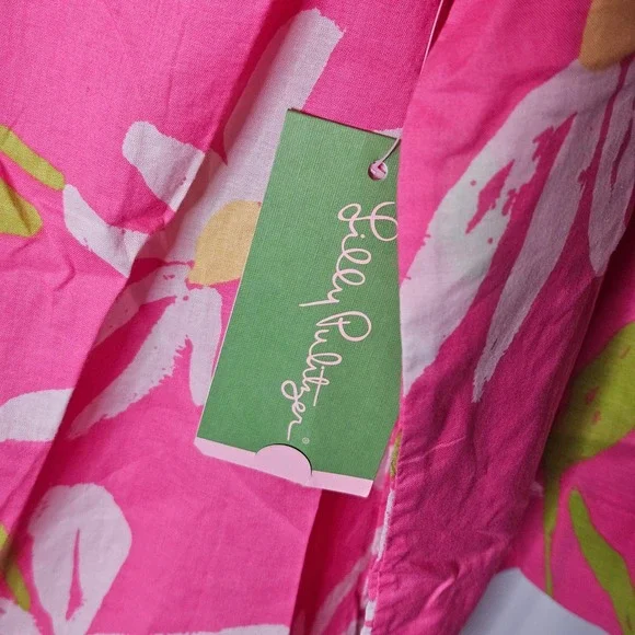 Lilly Pulitzer Josie Tunic Hotty Pink Twirlers Floral Linen Top XL NEW $88msrp - Picture 3 of 5
